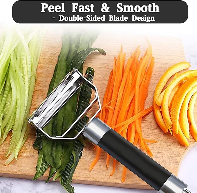 Stainless Steel Multifunctional Double-Sided Peeler - Easily Peel Fruits, Melons, Potatoes and Shredded Papers, Great for Home Cooking (Vegetable Peeler-1) (Vegetable Peeler)