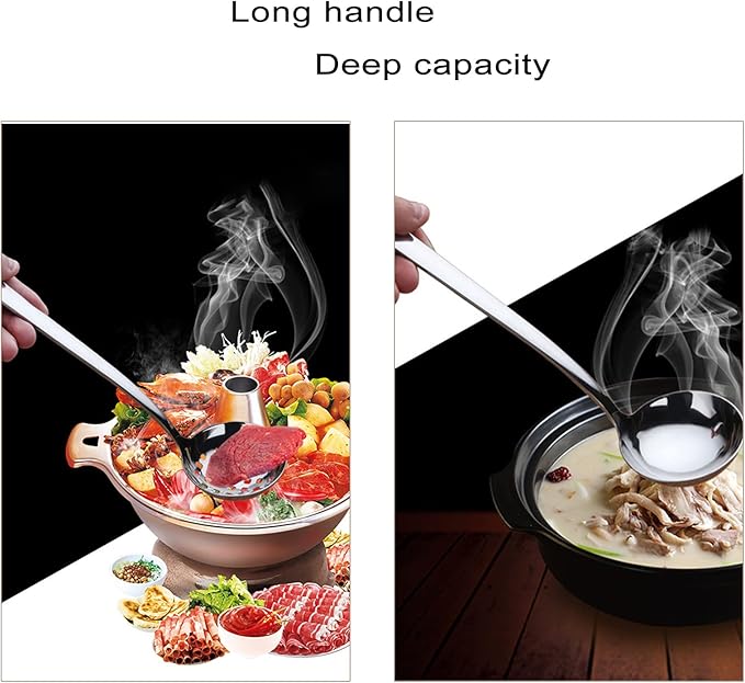 Metal Soup Ladle,18/8 Stainless Steel Ladle Spoon And Strainer Scoop Set Of 2 With Holes,Cooking Utensil For Kitchen