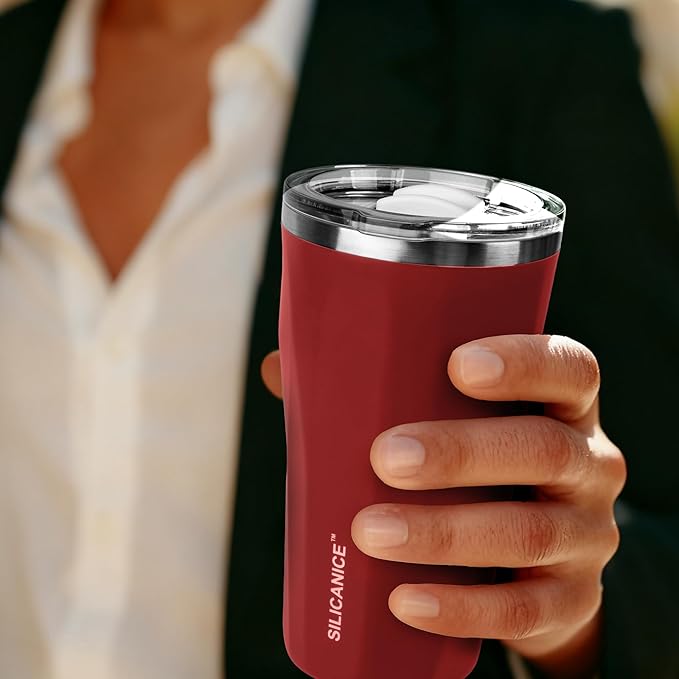 20oz Soft Touch Diamond Tumbler - Double Wall Stainless Steel Vacuum Insulated Coffee Cup With Detachable Slider Lid | BPA Free, Dishwasher Safe, Thoughtful Gift for Her - Bright Red