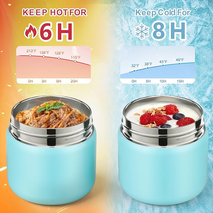 Bento Lunch Box for Kids with 8oz Soup Thermo,2 Leak-Proof Food Containers, a Lunch Bag, Kids Thermo Insulated Hot Food Jar for School, Travel-Green