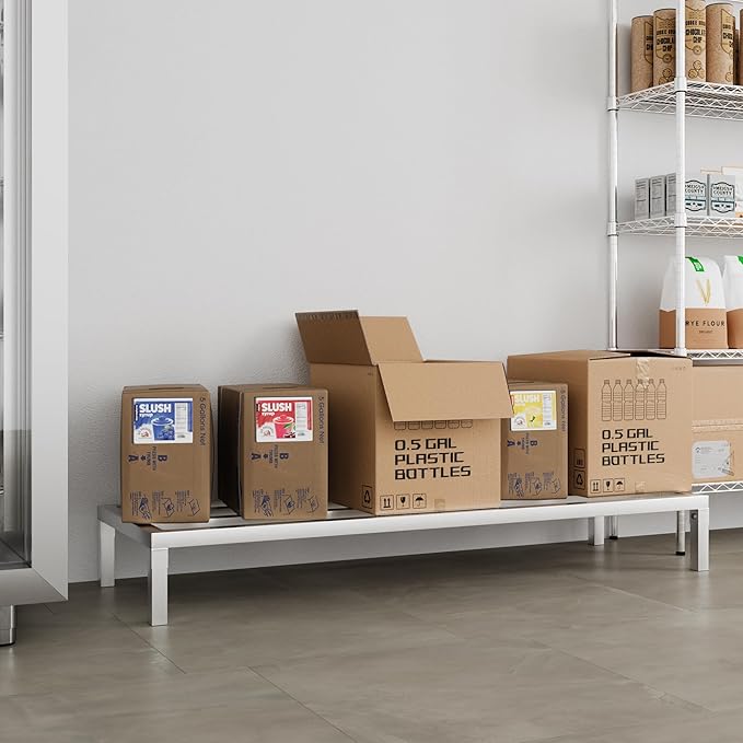 60" Long x 20" Wide | Height: 8" Off The Floor Aluminum Dunnage Rack | Storage in Restaurant, Kitchens and Garages and More!