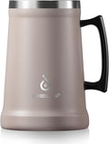 Ideus Insulated Beer Stein, 24/32oz Stainless Steel Double Walled Beer Mug Giant Bar Drinkware Metal Beer Cup with Big Grip Handle (Dusty Pink, 34oz (1,000ml))