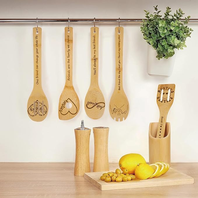 Sister Gifts Birthday Gifts for Women Unique,Friendship Gifts Funny Gifts for Female BFF Female Bestfriend Bestie,Sister Gifts from Sister and Bestie Gifts,5PCS Friend Wooden Cooking Spoons