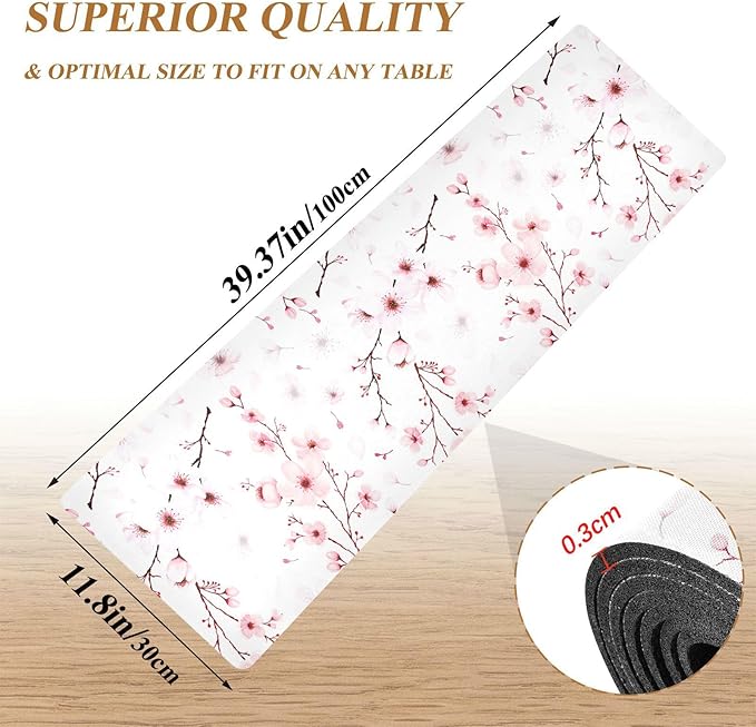 senya Flower Trivet Table Runner 40 Inches Long Cherry Blossom Branche Heat Resistant Hot Pad Multi Purpose Mat for for Hot Pots Pans Kitchen Countertops, B01C23045