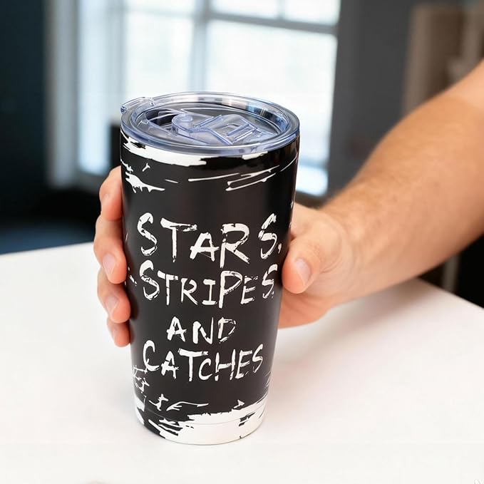 20oz Fishing Tumbler - Stainless Steel Vacuum Insulated | Fishing & American Flag Design, Leak-Proof Travel Mug for Hot/Cold Drinks, Patriotic Gift for Anglers, Fisherman & Outdoor Fans