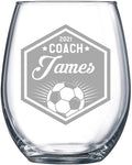 Soccer Coach Beer Glasses - Soccer Coach Gifts Personalized Coach Pint Glass Engraved Coach Award Soccer Beer Glass End of Season Gifts Coach (Soccer, Stemless Wine Glass Gift Box)
