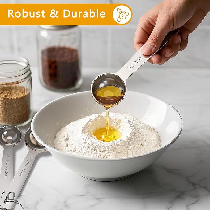 TILUCK Stainless Steel Measuring Spoons Set,Coffee Scoop Spoon,Kitchen Gadgets for Cooking & Baking,Set of (6)