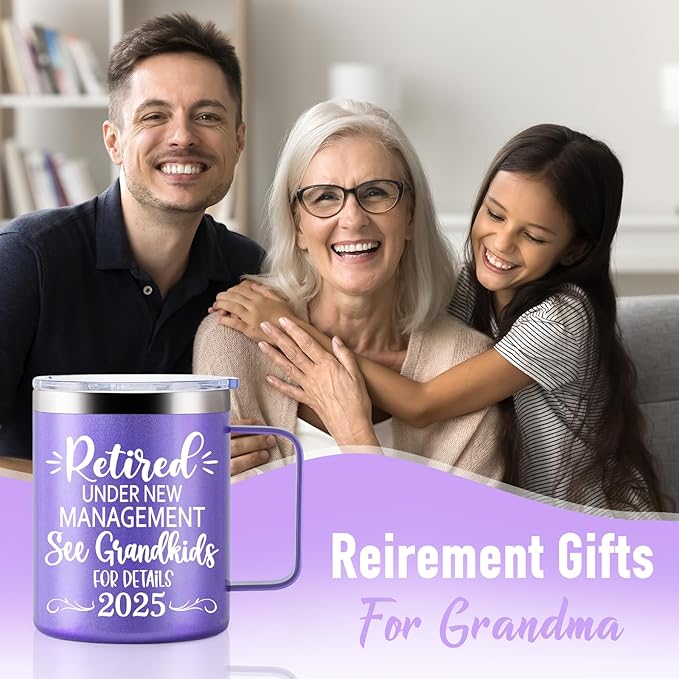 Retirement Gifts for Woman 2025, Funny RetirementCoffee Mugs Gift for Grandma, Retired Presents from Grandkids, Womens 12oz Retirement Mug