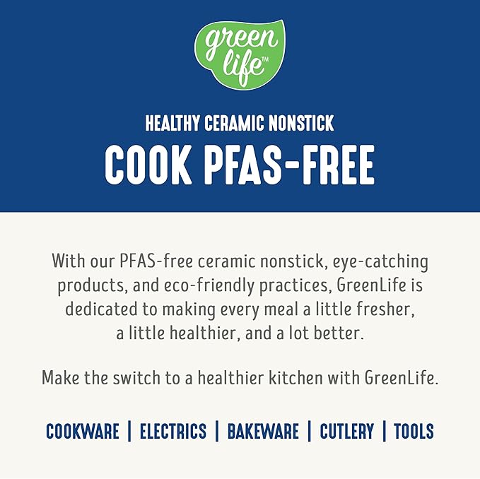 GreenLife 6QT Slow Cooker, Non-Toxic PFAS-Free Ceramic Nonstick Removable Interior Bowl, Programmable, Family Friendly, Keep Warm, Stovetop & Oven Safe, Dishwasher Safe Crock, Timer, Glass Lid, Blue