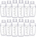 12 Pcs Plastic Cocktail Shaker with Scale and Strainer Top Clear Shaker Cup with Measurement Clear Plastic Bottle Cocktail Tea Measuring Jigger for Coffee Bubble Tea Milk, 350ml/12oz