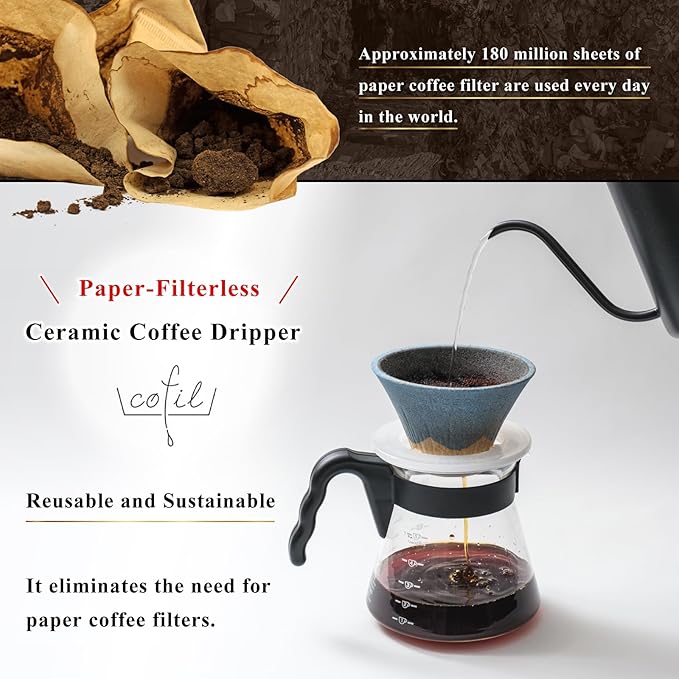 Ceramic Reusable Coffee Filter Dripper Paperless Sustinable Mt. Fuji Made in Japan (Light Green)