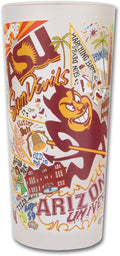 Catstudio Drinking Glass, Arizona State University Glass Cup for Kitchen, 15oz Dishwasher Safe Tumbler for ASU Alumni