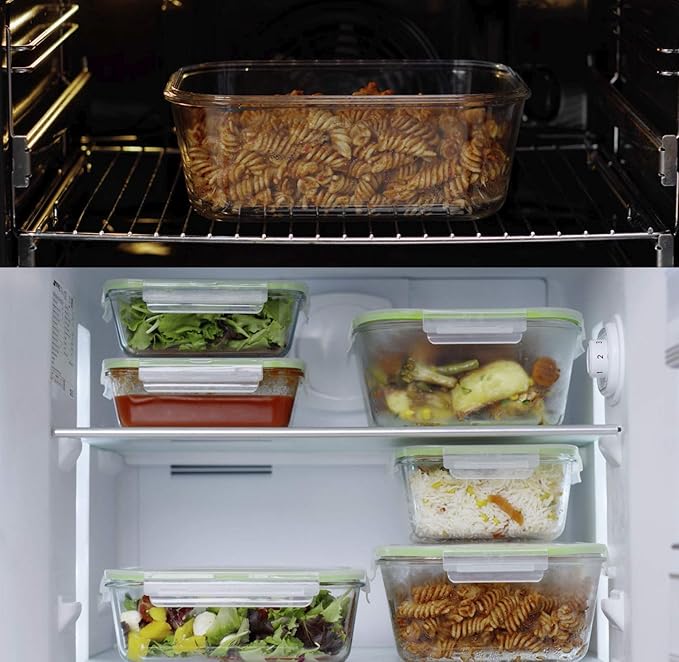 X-LARGE Glass Food Storage Containers with Lids Baking Dish Set Glass Storage Containers with Locking Lid Set 3-120 oz/70 oz/35 oz - Large Meal Prep Storing Serving Food Leakproof Ovensafe