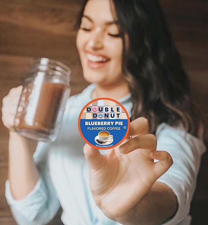 Double Donut Coffee Blueberry Coffee in Single Serve Pods, Flavored Coffee For the Keurig K Cups Brewer, 80 Cups