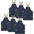 Chef Apron with Cross Back Straps for Men Women, Cotton Canvas Apron for Artists Painting, Kitchen Cooking