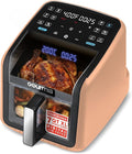 Gourmia Air Fryer 7 QT - Easy View Panoramic Window & Interior Light, Guided Cooking with 12 One-Touch Presets, FryForce 360, Dishwasher Safe Accessories, Peach