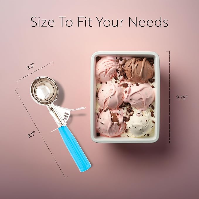 Restaurantware 2.75 Ounce Portion Scoop, 1 Trigger Release Stainless Steel Cookie Scoop - With Blue Handle, Stainless Steel Disher, For Portion Control, Cookie Dough, Cupcake Batter, Or Ice Cream