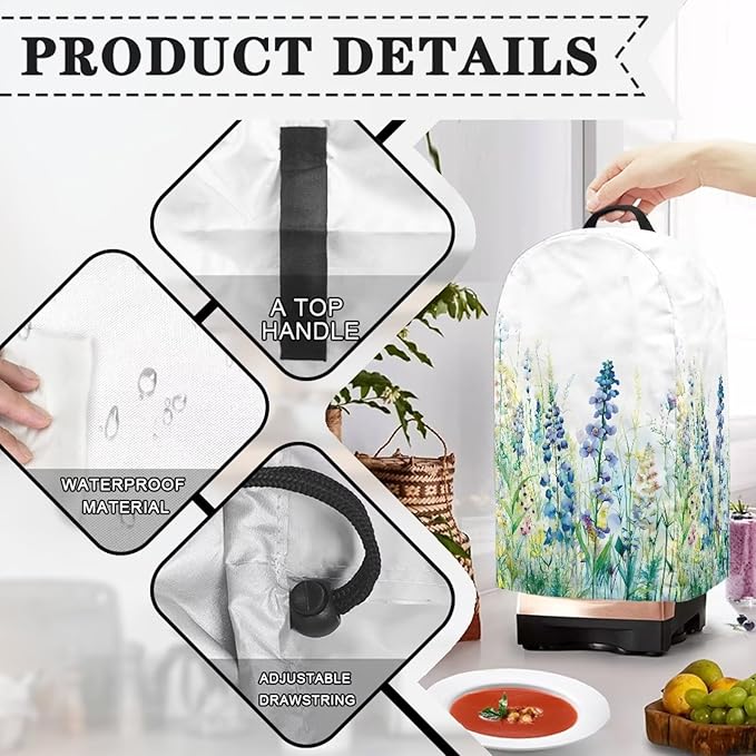 Blender Cover Dust Cover Lavender Sage Appliance Dust Cover for Small Food Processor Coffee Maker Juice Maker