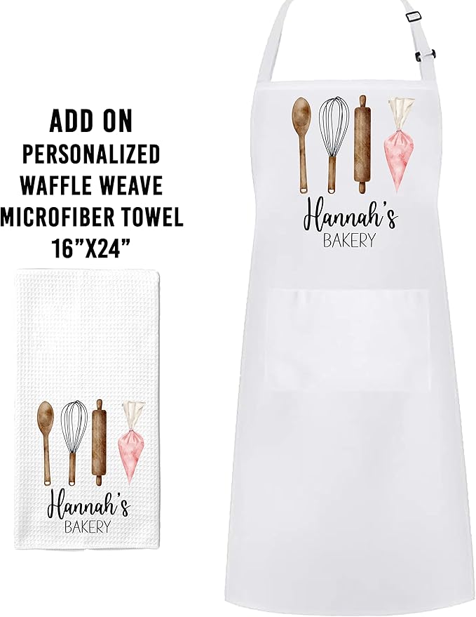 Personalized Baking Kitchen Apron with Two Pockets, Adjustable Neck Strap for Kitchen, and Baking, Bakery Tools, Mother's Father's Day gift