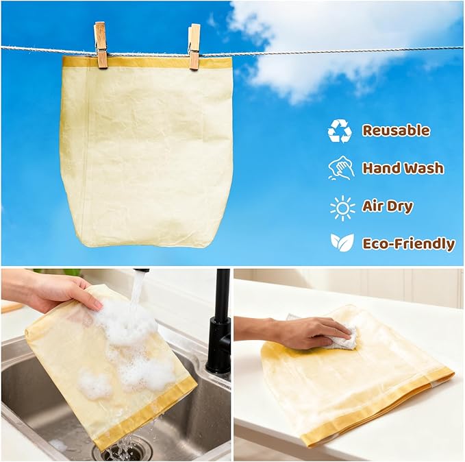 2 Pack Beeswax Bread Bags for Sourdough Homemade Bread, 17 x 13 inch Reusable Organic Linen Food-Safe Storage Bag to Keep Loaves Fresh Longer