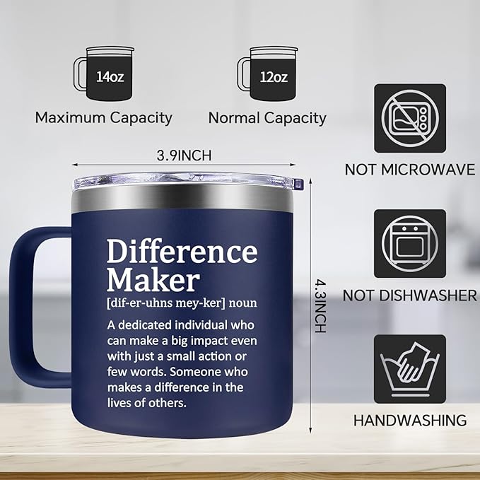 Fufendio Thank You Gifts for Men - Difference Maker Mug 14oz for Employee - Christmas, Birthday Gift for Men - Appreciation Gifts for Coworker, Teacher, Boss, Friend