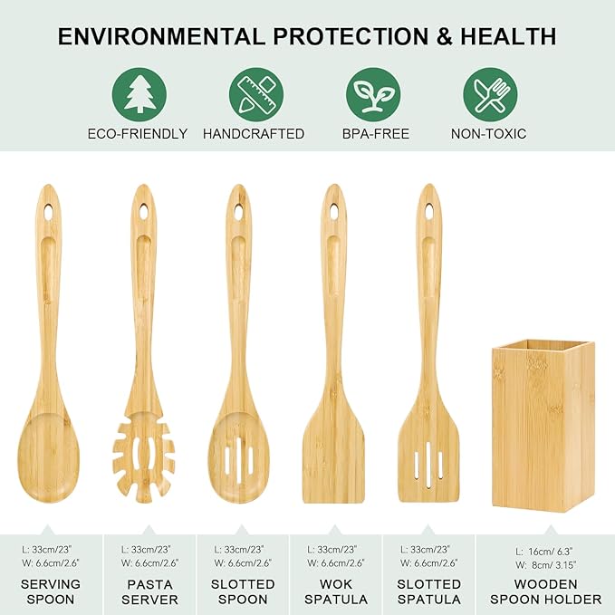 Kitchen Utensil Set -6Piece Wooden Spoon -Wooden Cooking Spoon -Cooking Cutlery Set-wooden utensil-Wooden Cooking Utensils- cooking spoon-kitchen set