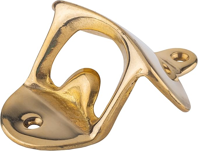 Cast Brass Classic Bottle Opener Wall Mounted | Vintage Bar Accessories for the Home or Restaurant | UA-725-PB