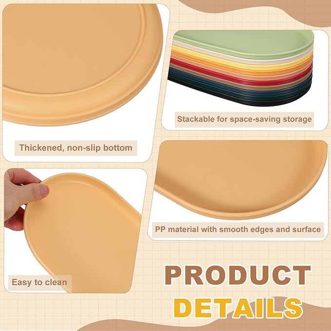 uxcell 2Pcs Fast Food Serving Trays, 12x6.6 Oval Reusable Restaurant Serving Trays for Kitchen Restaurant Coffee Fruit Burger Lunch Dessert, Cream Yellow
