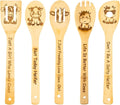 5PCS Cow Wooden Cooking Spoons Set Cow Gifts for Women Cow Kitchen Decor Bamboo Cooking Utensil Spoons for Housewarming Wedding Anniversary Thanksgiving Christmas Gifts Mom Women Cow Lovers Gift