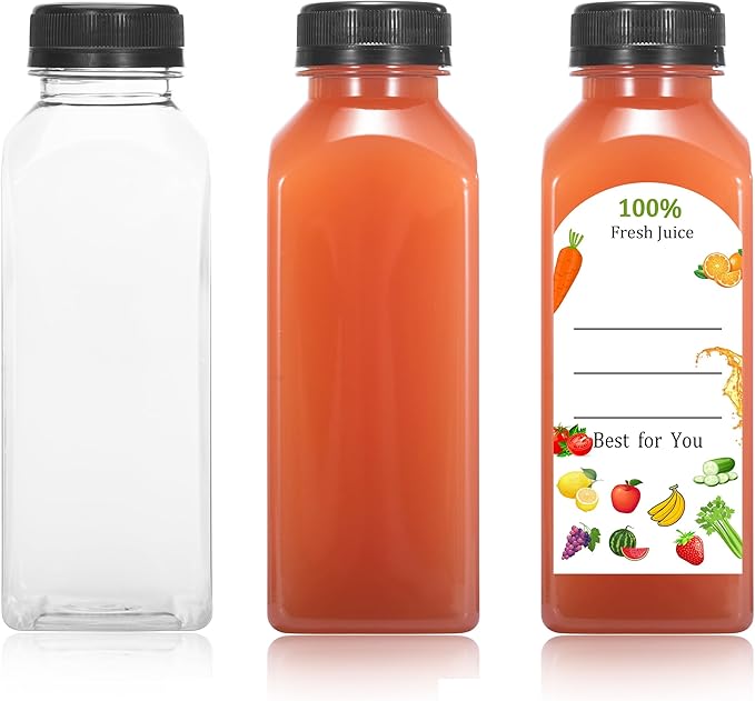 120Pcs 12 Oz Plastic Juice Bottles with Caps,Clear Reusable Water Bottle & Tamper Proof Lids,Juice Containers,Juicing Bottles for Fruit Juice,Smoothies,Coffee - Food Grade & Travel Bottle (120)