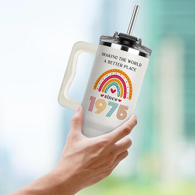 50th Birthday Gifts For Her, Woman, 1975 Birthday Gift For Women, 50 And Fabulous Gift, Cool Present For 50 Year Old Female, Fifty Years Old Gifts For Lady, Turning 50, 50th Tumbler 40oz