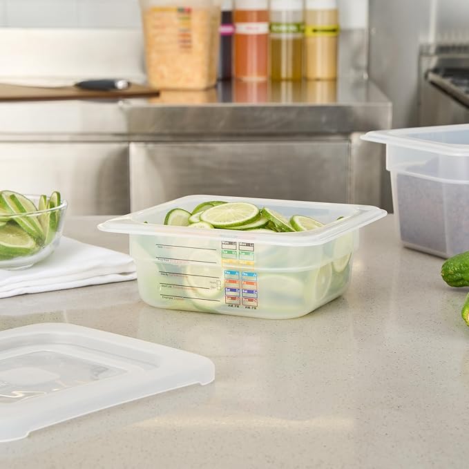 Restaurantware Food Pans Pack of 10 Plastic Square Food Containers 1/6 Size with Traceability Label, Storage Containers Dishwashable Hot Cold Friendly for Restaurants Buffet Commercial Use