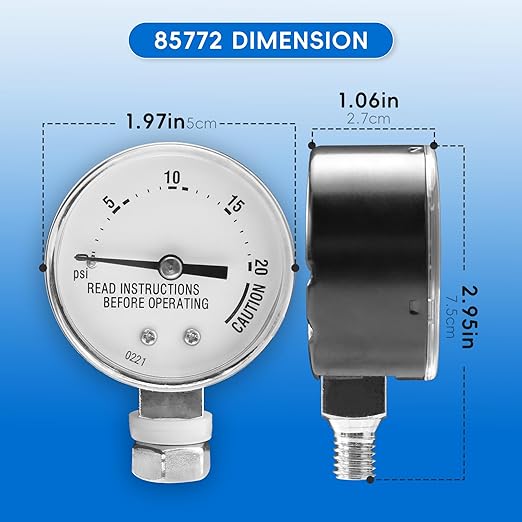 85772 Pressure Cooker Gauge, Replacement for Presto Steam Gauge 82237 82121, Fit Presto Pressure Canner Models 175107、01755、0175510、178001、178005, Measurement Accuracy