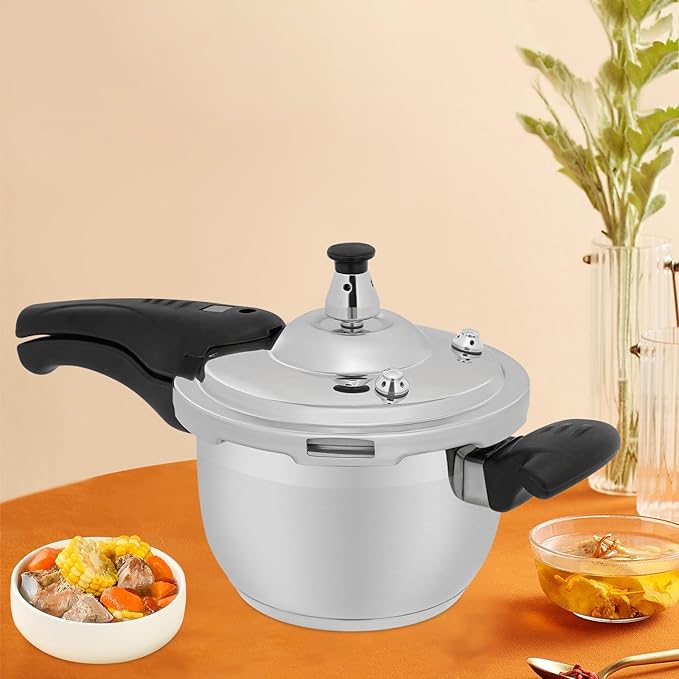 Stainless Steel Pressure Cooker Small Pressure Pot 80Kpa High Security Pressure Canner with Handle for Home Restaurants (2L/2.11Qt)