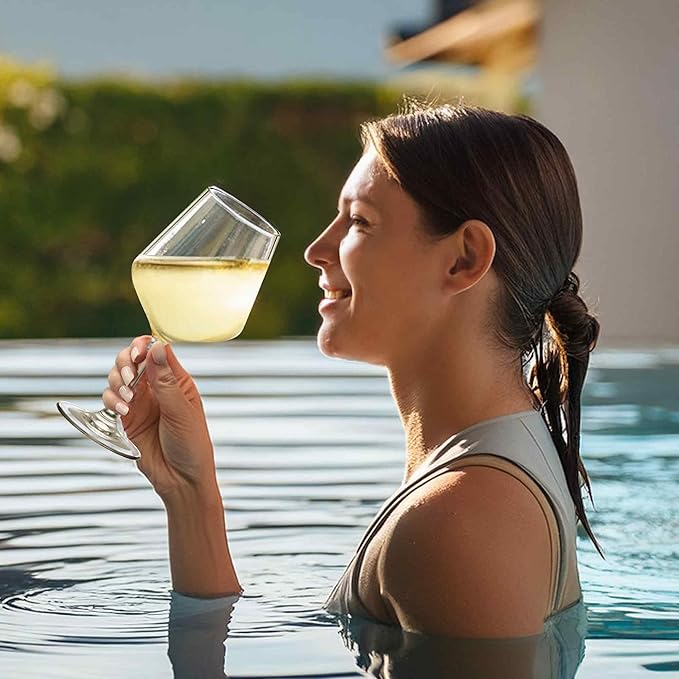 Amazing Abby - Sasha - 14-Ounce Unbreakable Tritan Wine Glasses (Set of 6), Plastic Wine Glasses, Reusable, BPA-Free, Dishwasher-Safe, Perfect for Poolside, Outdoors, Camping, Picnic, and More