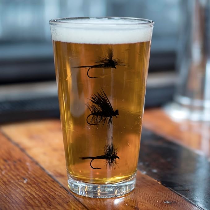 Black Lantern Set of 2 Pint Glasses - Fly Fishing Beer Glasses 16oz. Pint Glass Set