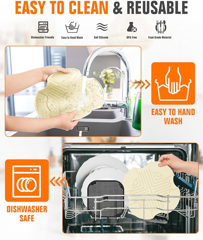 2 PCS Air Fryer Trivets Silicone and Splatter Shield for Ninja Crispi,Heat Resistant Mat for Air Fryer for Air Fryer Accessories,for Ninja Combi Accessories Kitchen Air Fryer Trivet (Off White&Black)