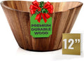 Woodenhouse Wooden Salad Bowl, Wooden Bowl, Fruit Bowl - 12" Wavy Large Salad Bowl for Serving, Handmade, Durable and Stylish Natural Wood Dining Accessory