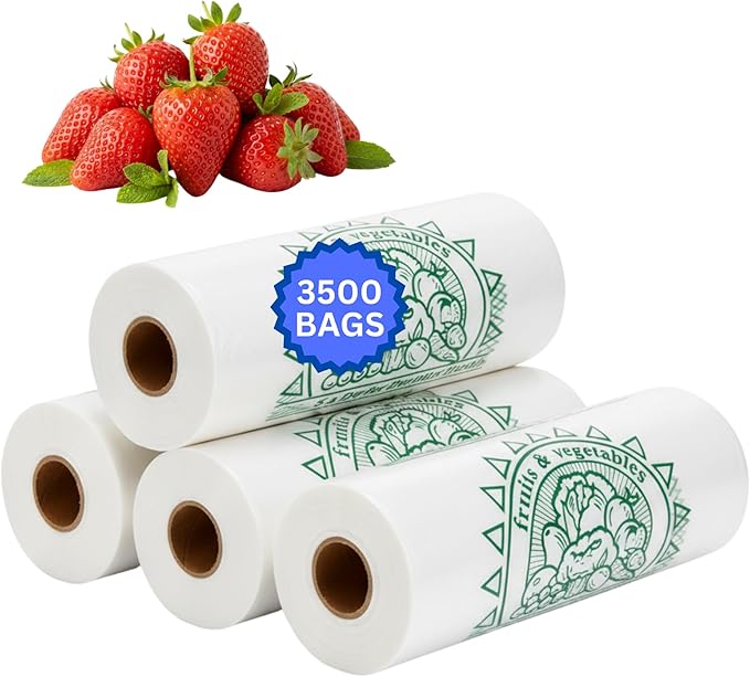 AssurePak Clear Produce Roll - 3500 Bags - 10"x15" – HDPE - 11 Microns - for Grocery, Food Storage, Reusable Produce, Small Business, Kitchen Use, Organization, Lightweight Packaging