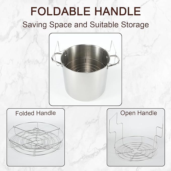 GreatChef Stock Pot Stainless Steel for Cooking Riveted Handle, Heavy Duty Vessel,Induction Compatible All Cooktops in Use, Dishwasher & Oven Safe (20 Quart + Canning Rack)