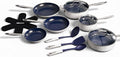 Guy Fieri's Flavortown 15-Piece Ceramic Cookware Set, Nonstick Pots and Pans for Cooking, Easy-Clean Kitchen Cookware, Made without PFAS PTFE PFOA, Induction Compatible, Dishwasher Safe, Blue & White