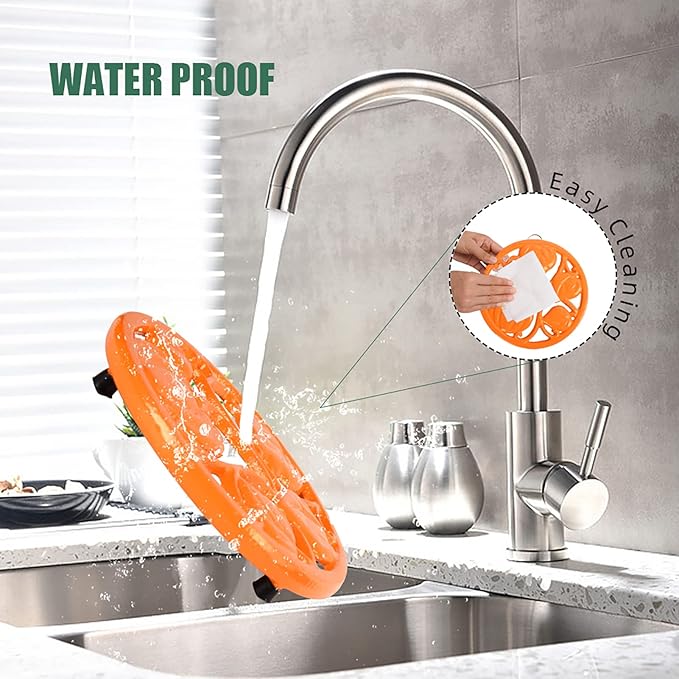 Cast Iron Trivet for Hot Dishes, Pumpkin Pattern Decorative Trivet for Hot Pots & Pans, Round Metal Heat-Resistant Pad Mat for Protective Countertop, Orange