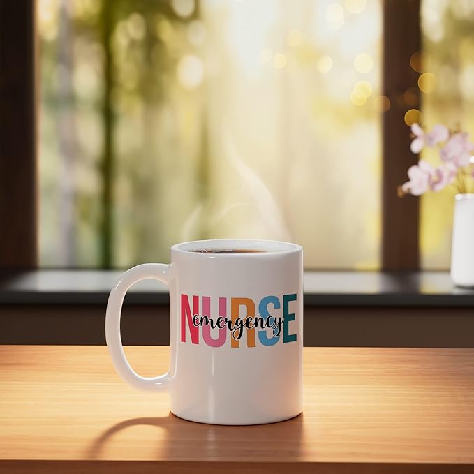 Emergency Nurse Mugs For Womens ER Nurse Gifts Ceramic Mug, White