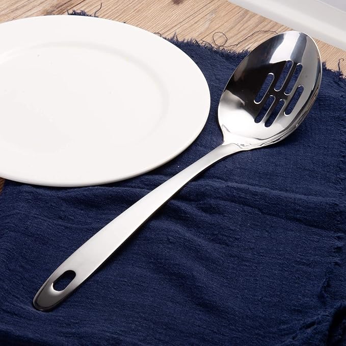 IMEEA Large Slotted Spoon Stainless Steel Serving Spoon for Cooking, 12.8-Inch