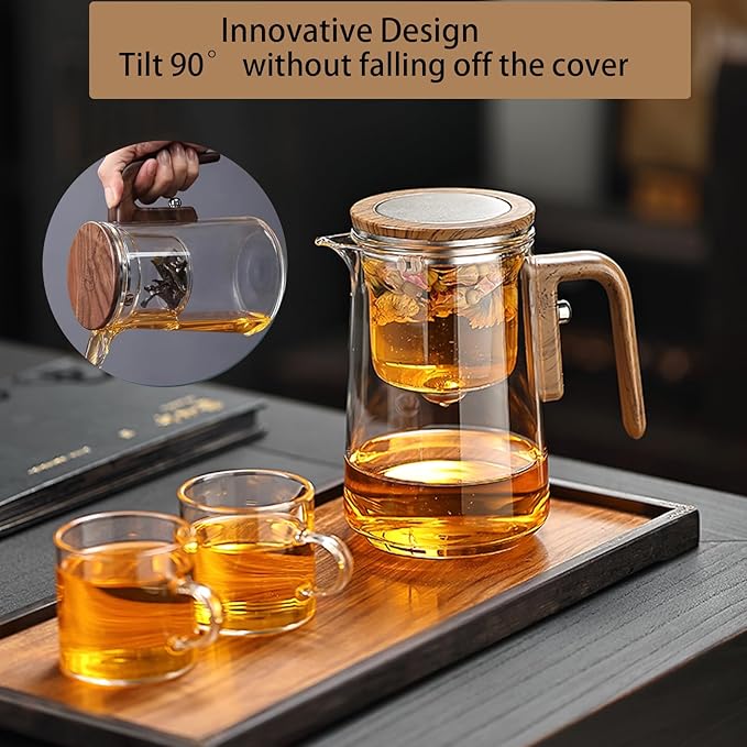 Enchanti Tea Pot- 800ml/27.1oz Enchantipot Magic Tea Pot With Strainer, Witchcraft Magical Enchanted Glass Teapot, Magnetic Filtration Pot with Handle, Loose Tea Witchcraft Teapot (27.1oz)