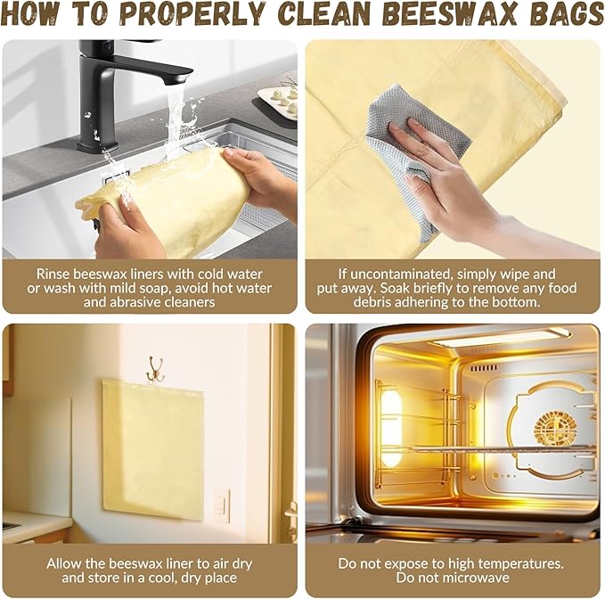 Beeswax Bread Bags for Sourdough, 2 Pack Fresh Bread Storage, Bread Keeper for Homemade Bread, Reusable Beeswax Bread Bag, Large Capacity Portable