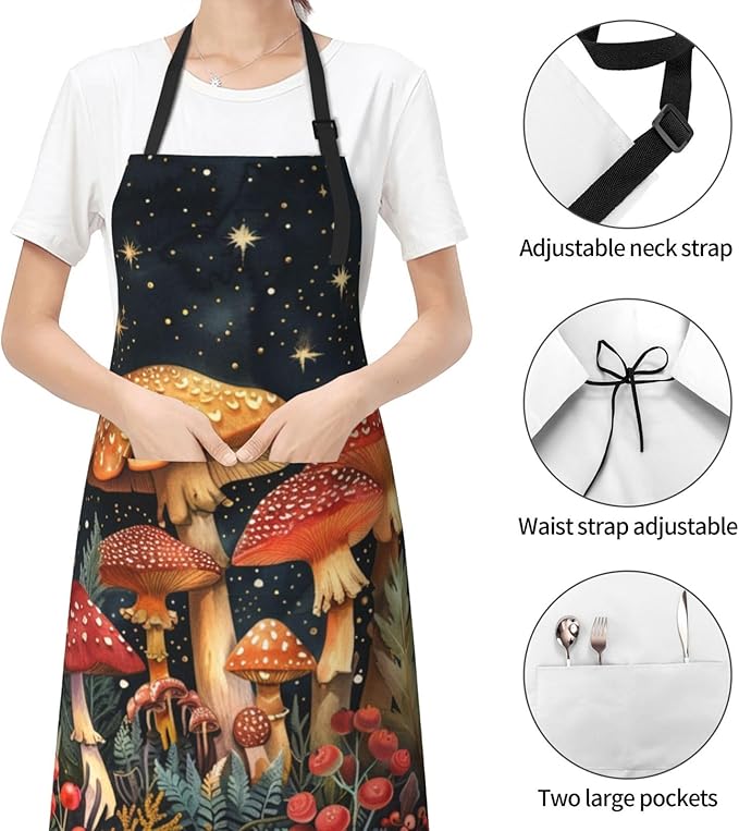 DADABULIU Apron Cooking With Pockets Adjustable Bib For Men Women Waterproof Chef Home Grilling BBQ Drawing