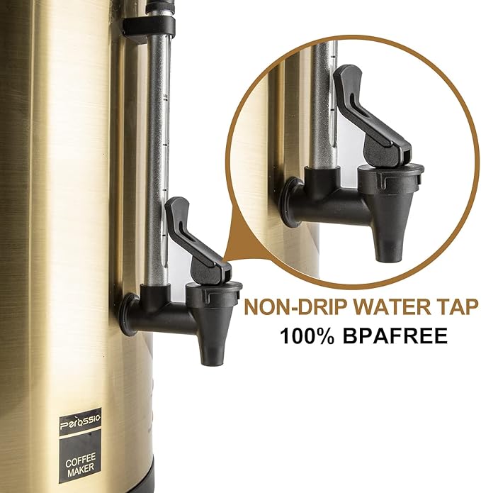 Commercial Coffee Urn, 16L Double Wall Stainless Steel, Large Coffee Maker Percolator with Keep Warm Mode, Electric Hot Water Urn Dispenserfor Parties Office Catering Events