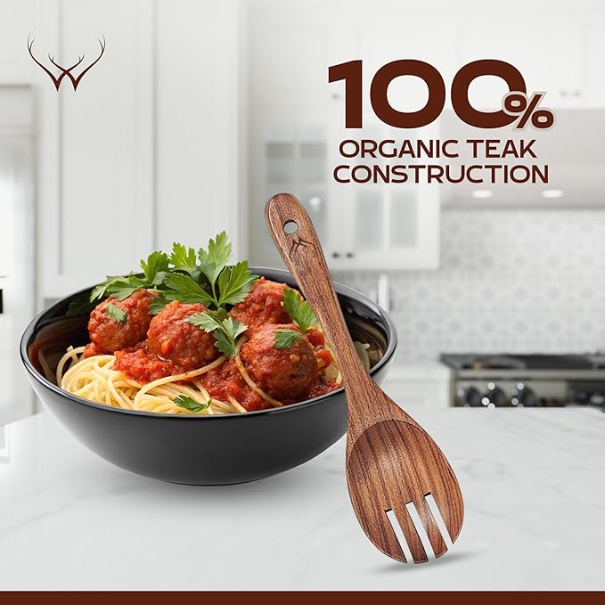 9 Pcs Teak Wooden Spoons for Cooking with Rest - Premium Utensils Set with Long Handles – Heat-Resistant Kitchen Tools for Stirring, Mixing, Serving – Durable Cooking Utensils Set with Spatula