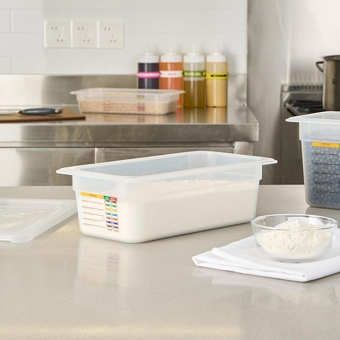 Restaurantware Food Storage Container 1 Pack of 12.7 x 6.8 x 3.9 Inches Plastic Stackable Storage Box White Reusable Label Container Dishwasher Safe For Restaurants And Kitchens